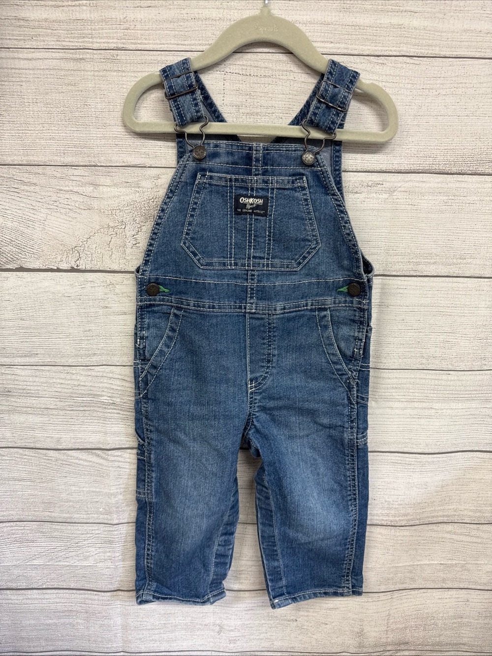 Oshkosh Bgosh Overalls Baby 18 Mo. Boys Blue Farmer Lightweight Country Boy